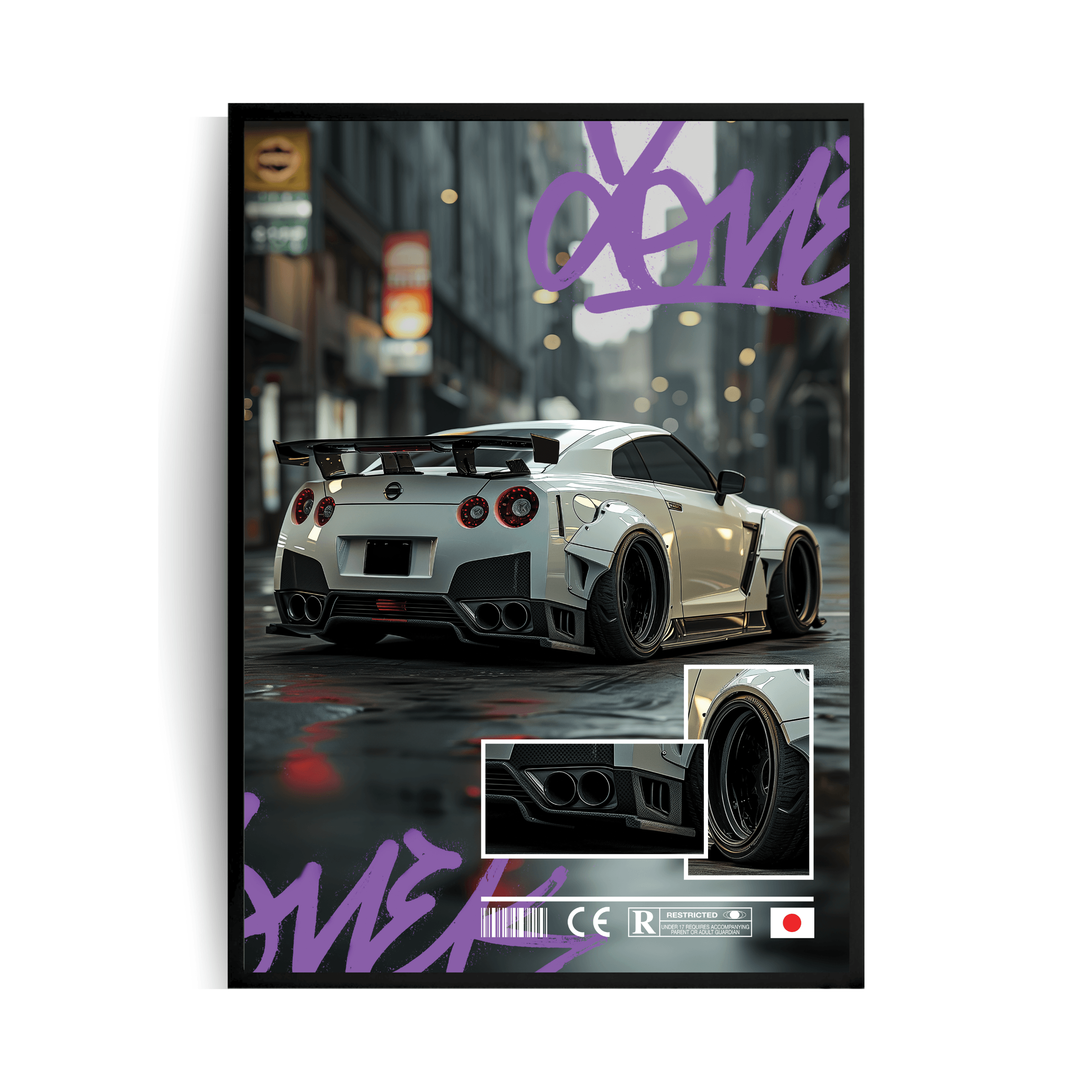 Nissan GTR Plakat w ramie