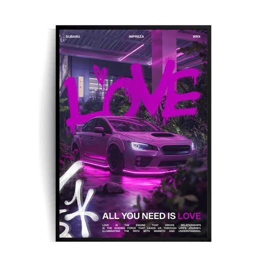 Subaru Impreza WRX ,,LOVE,, Plakat w ramie