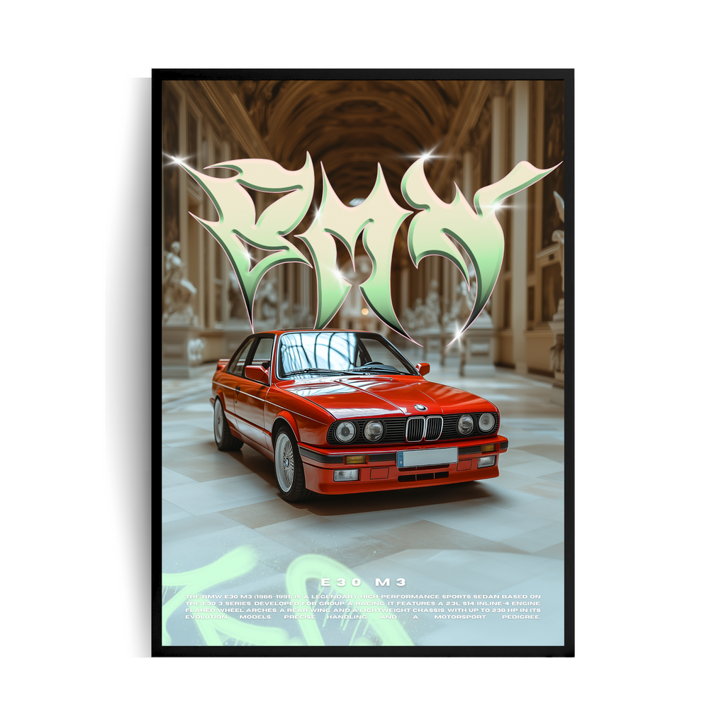 BMW E30 M3 plakat w ramie
