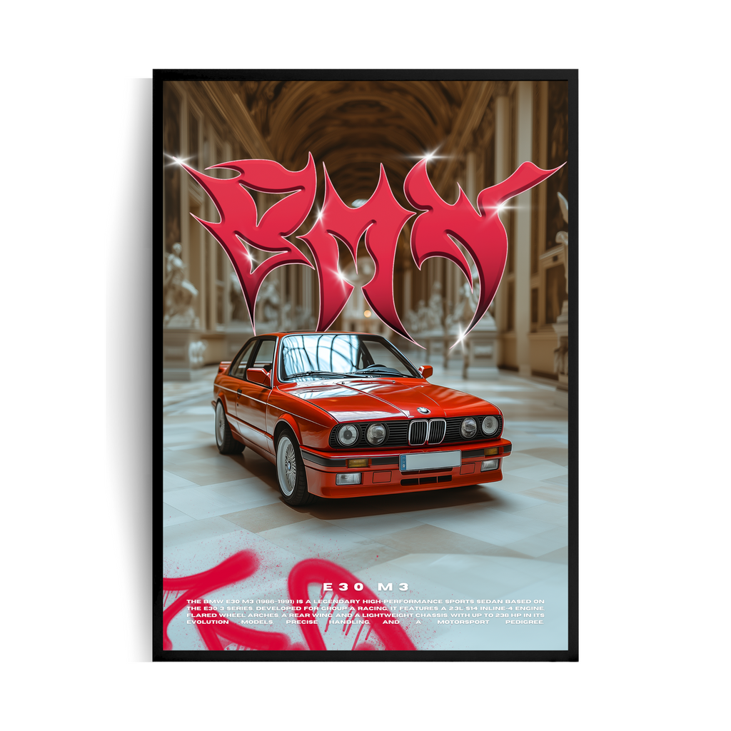 BMW E30 M3 plakat w ramie