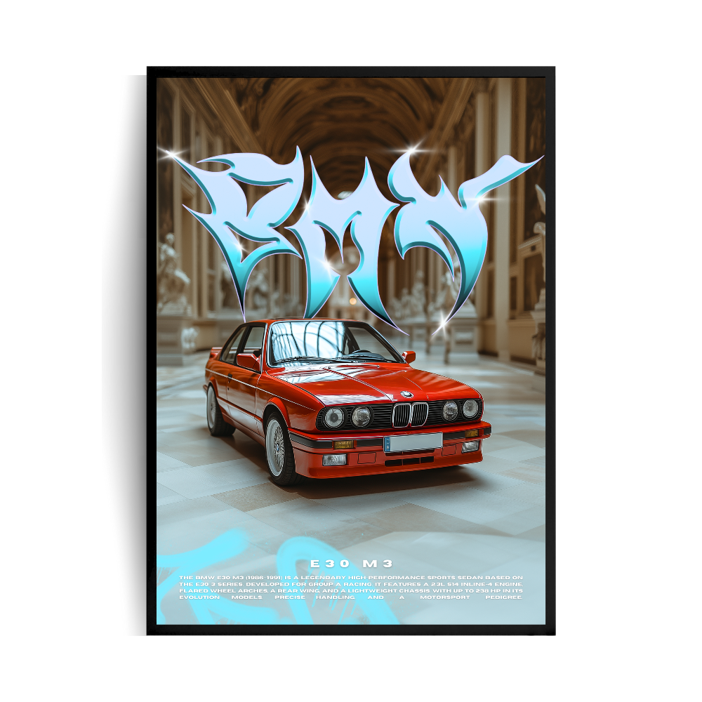 BMW E30 M3 plakat w ramie