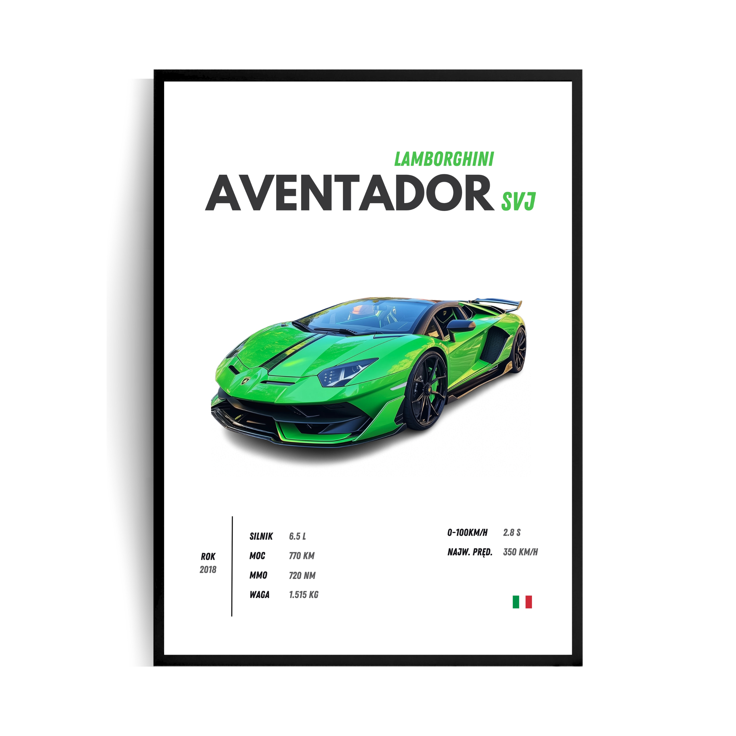 Lamborghini Aventador SVJ plakat w ramie