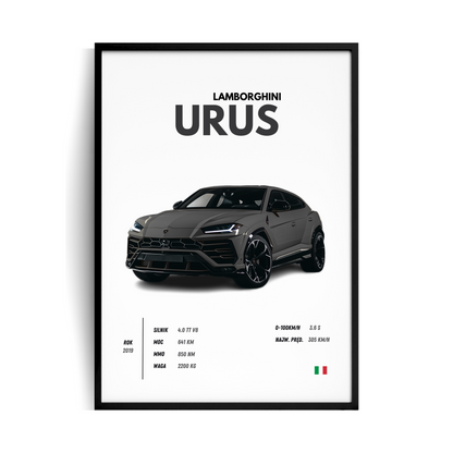 Lamborghini Urus plakat w ramie, różne kolory