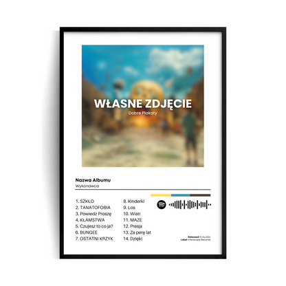 Personalizowany Plakat Album Muzyczny w ramie