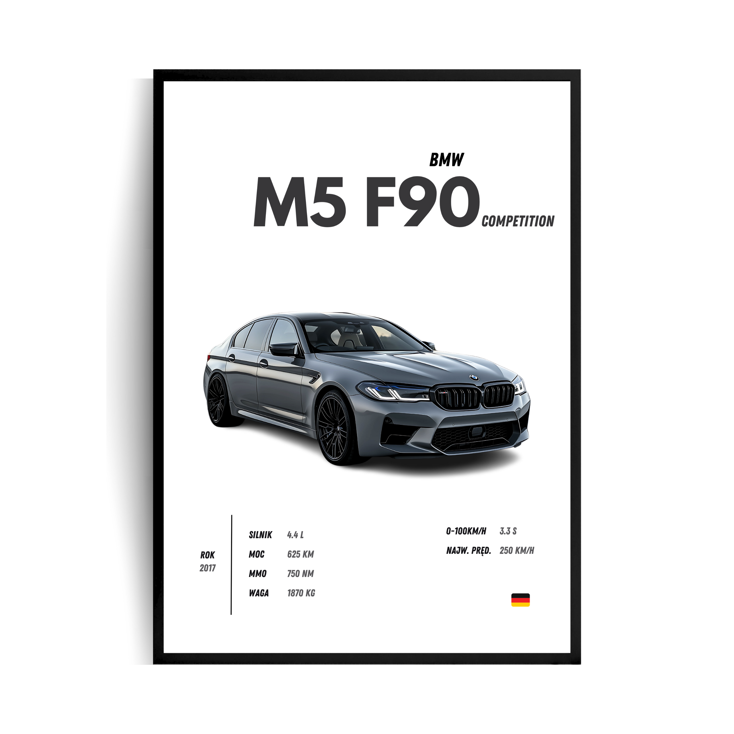 BMW M5 F90 Competition Plakat w ramie