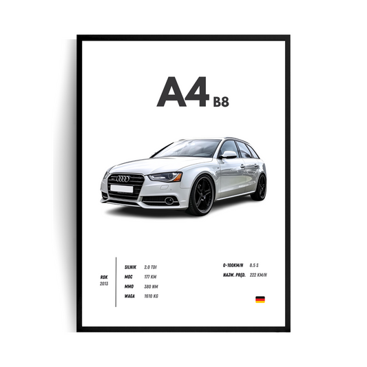 Audi A4 B8 plakat w ramie