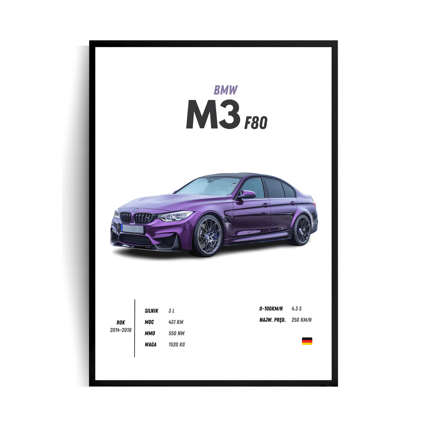 BMW M3 F80 Plakat w ramie