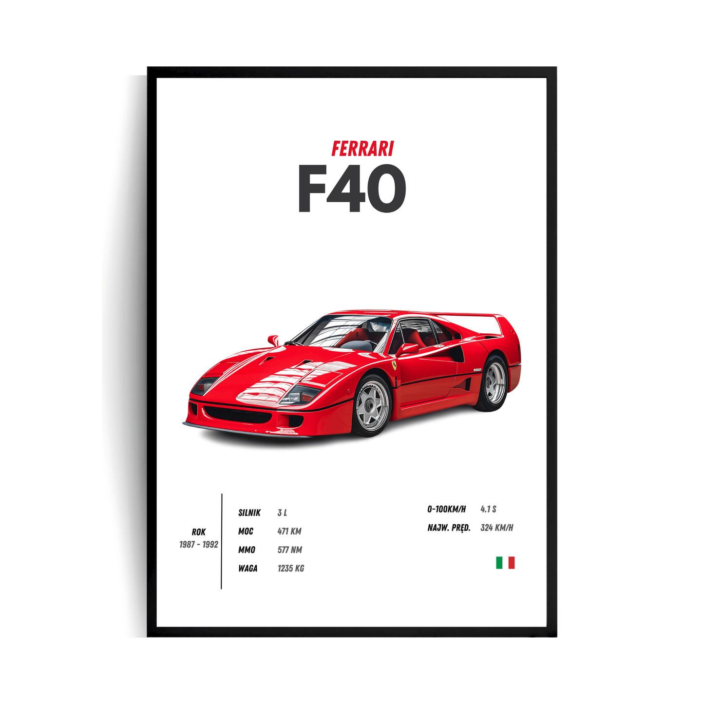 Ferrari F40 Plakat w ramie