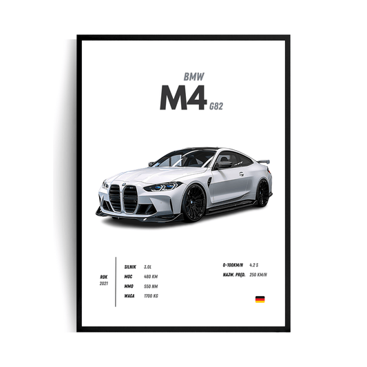 BMW M4 G82 Plakat w ramie