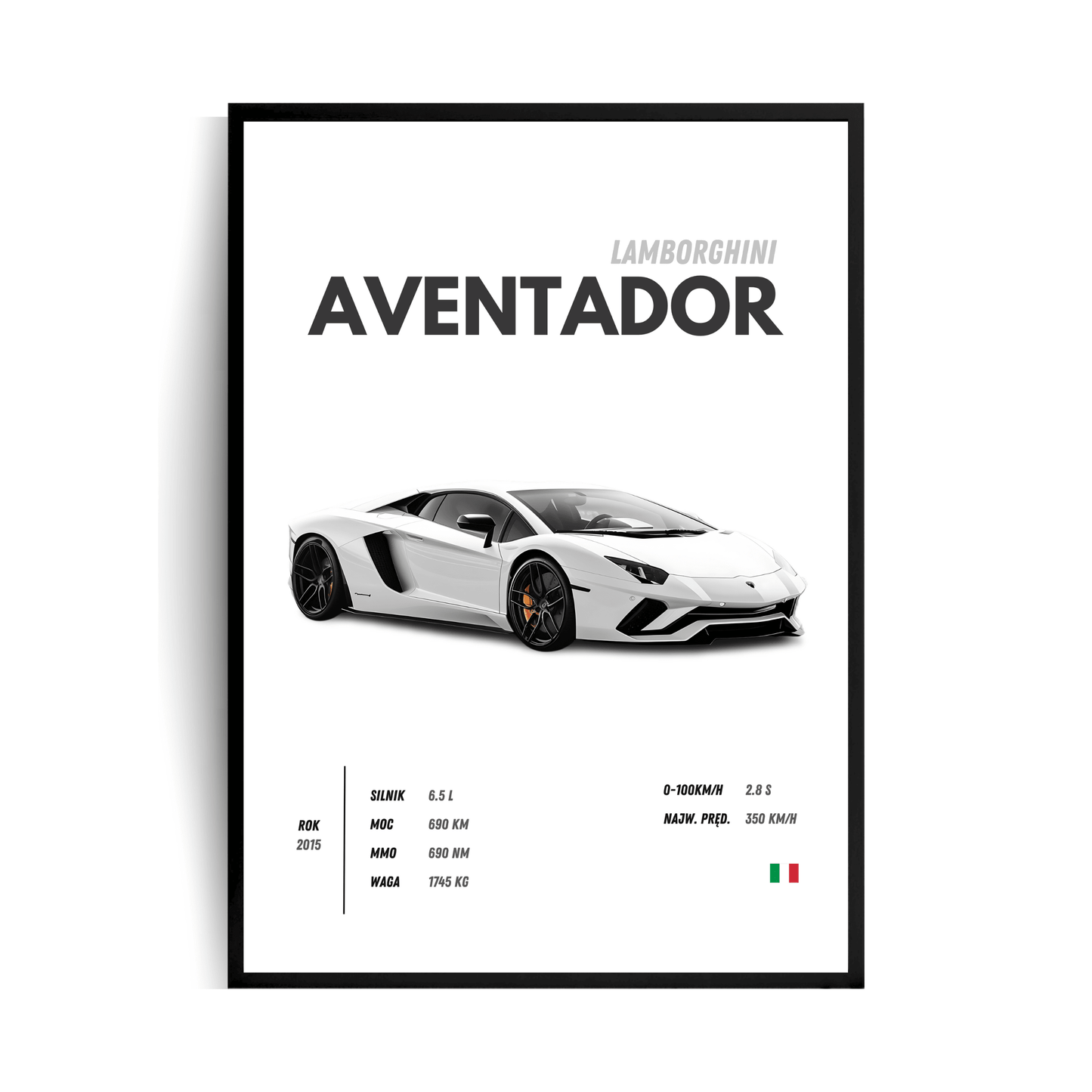 Lamborghini Aventador Plakat w ramie