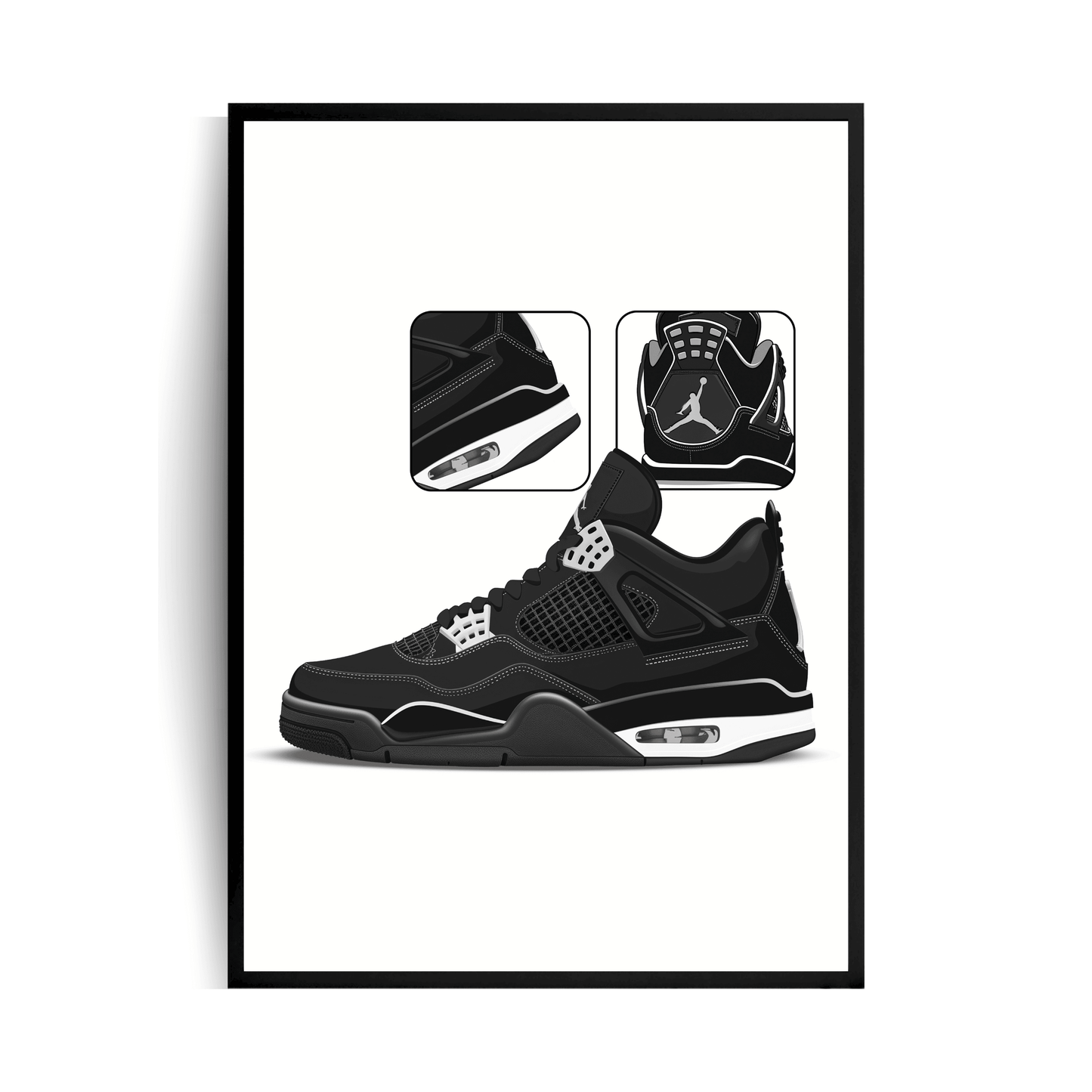 Jordan 4 Black Canvas Plakat w ramie