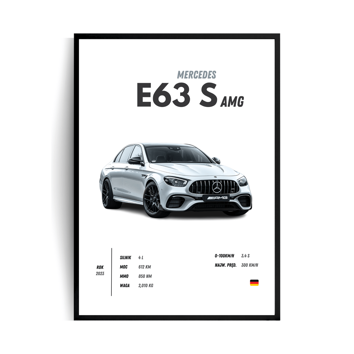 Mercedes E63 S AMG Plakat w ramie