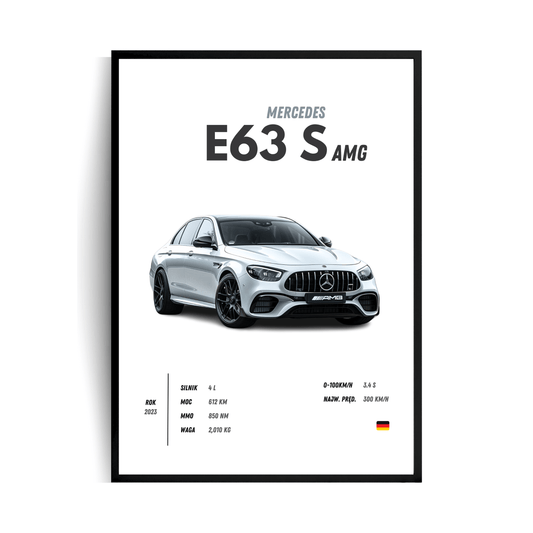 Mercedes E63 S AMG Plakat w ramie