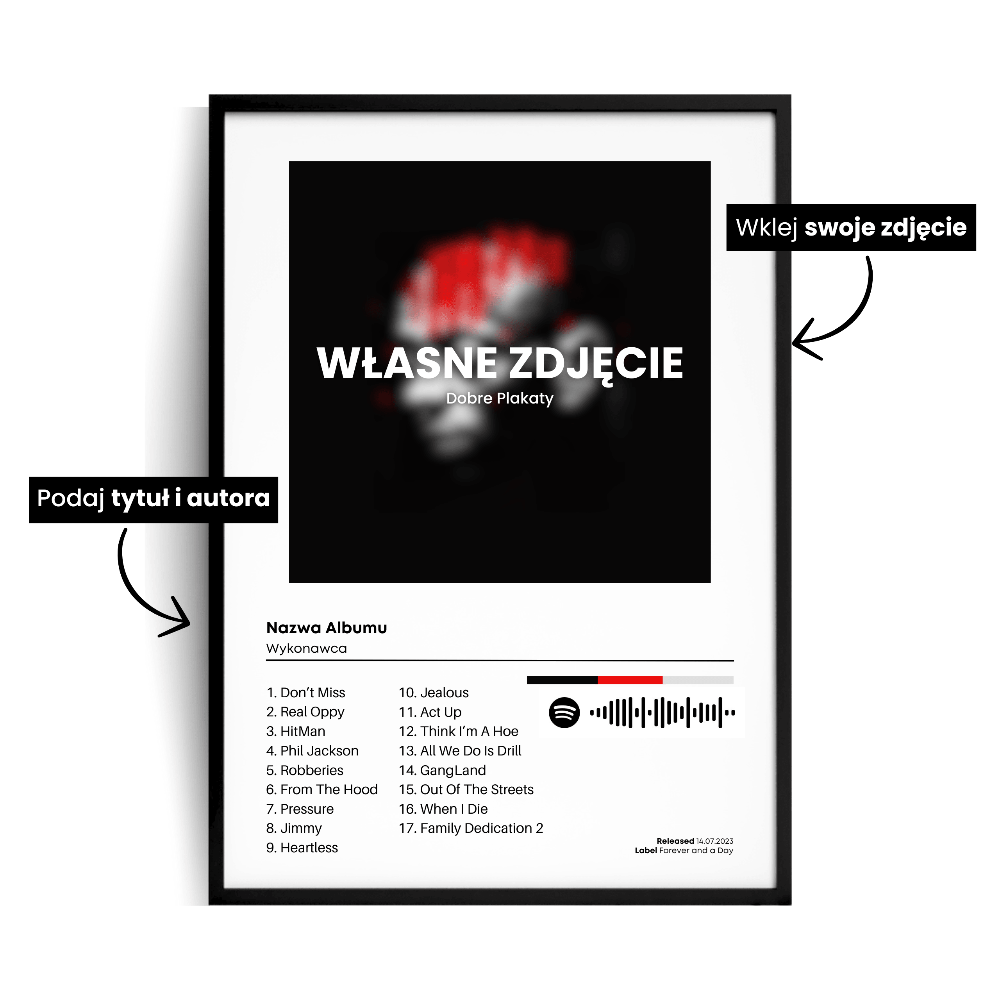 Personalizowany Plakat Album Muzyczny w ramie