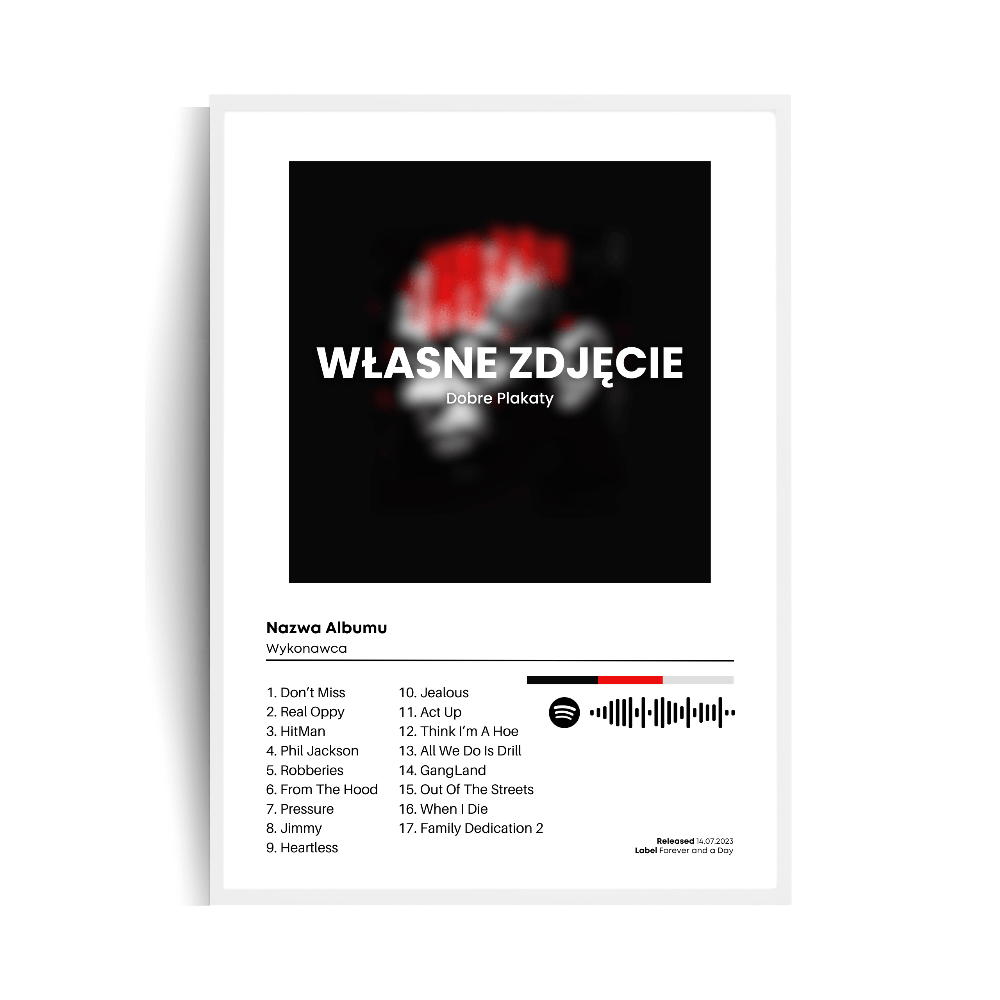Personalizowany Plakat Album Muzyczny w ramie