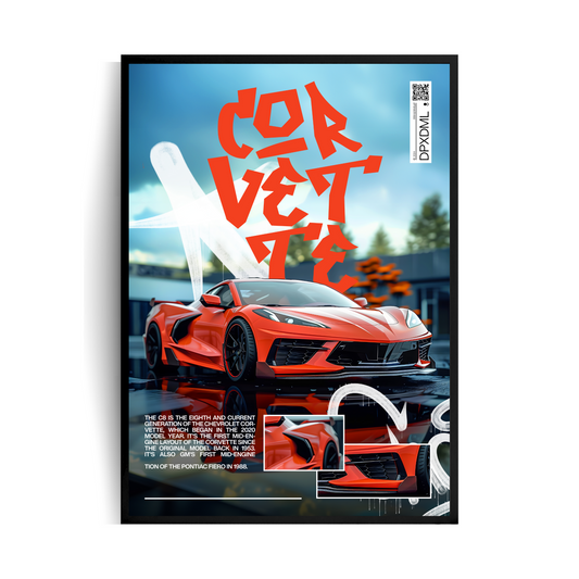 Corvette C8 Plakat w ramie