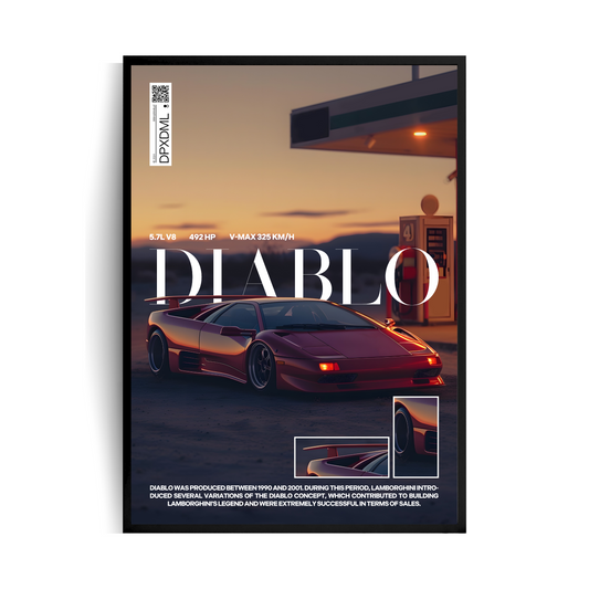 Lamborghini Diablo Plakat w ramie