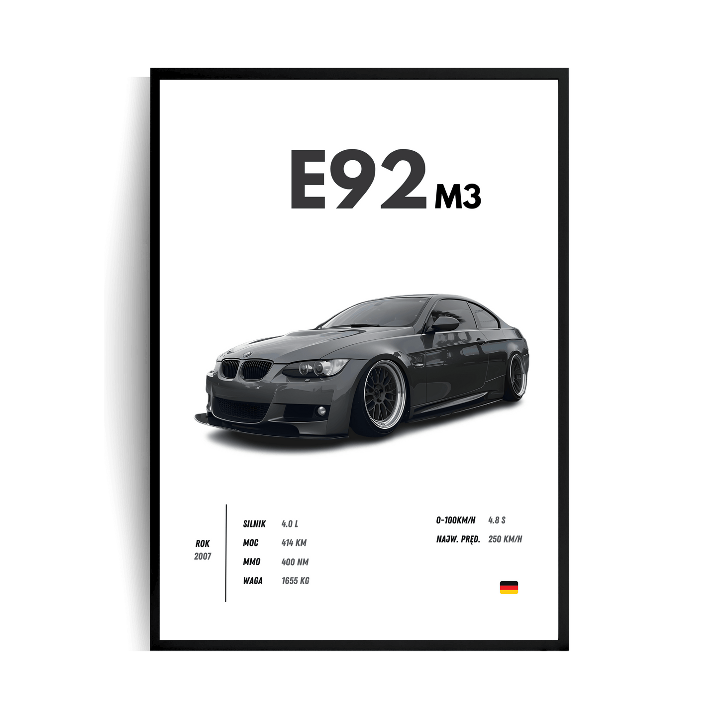 BMW E92 M3 Plakat w ramie