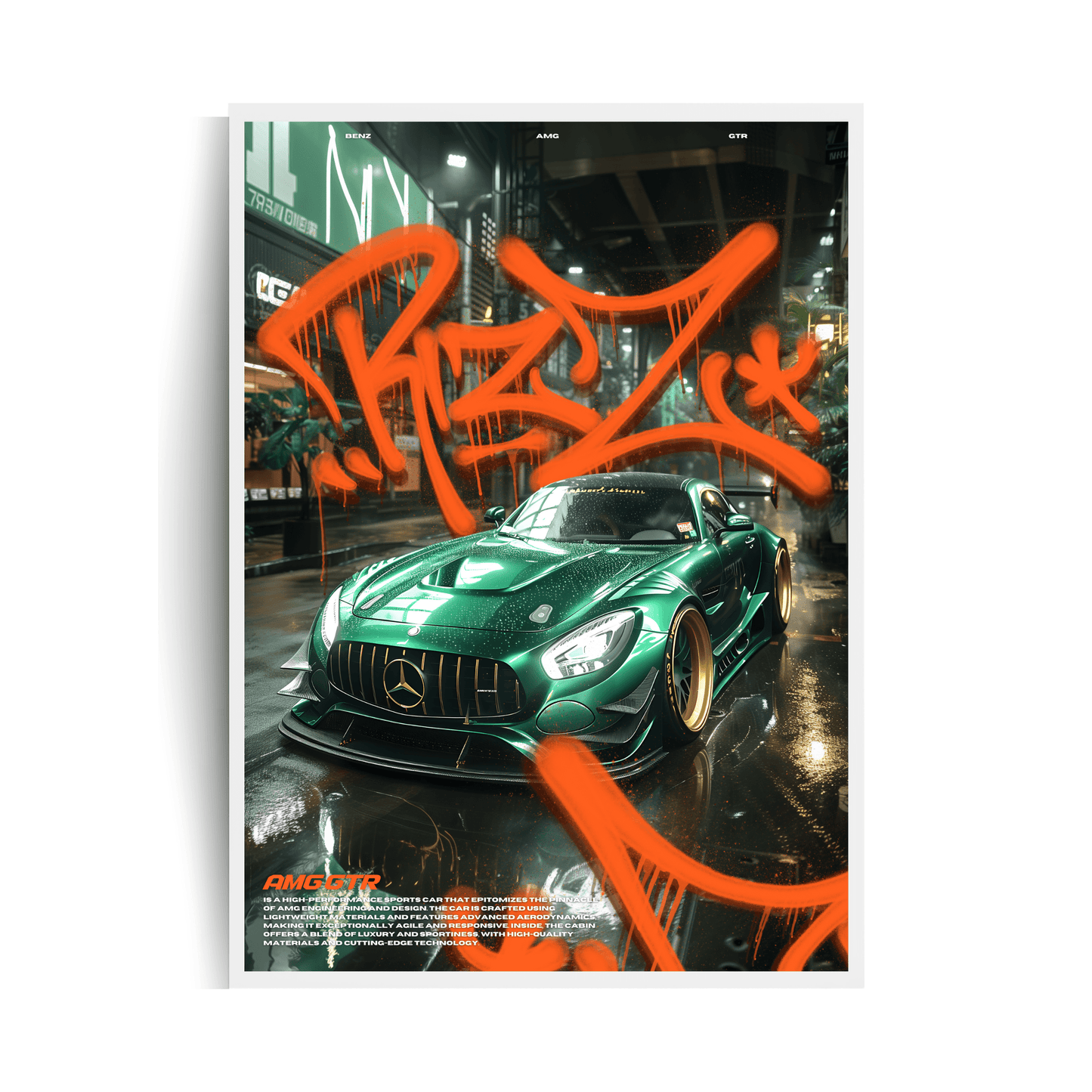 Mercedes AMG GT R plakat w ramie