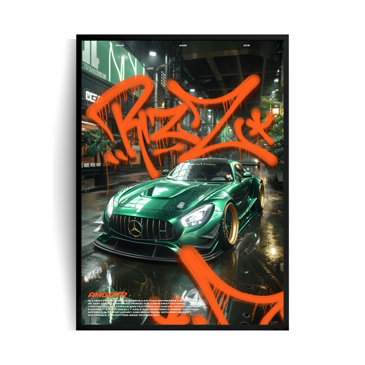 Mercedes AMG GT R plakat w ramie