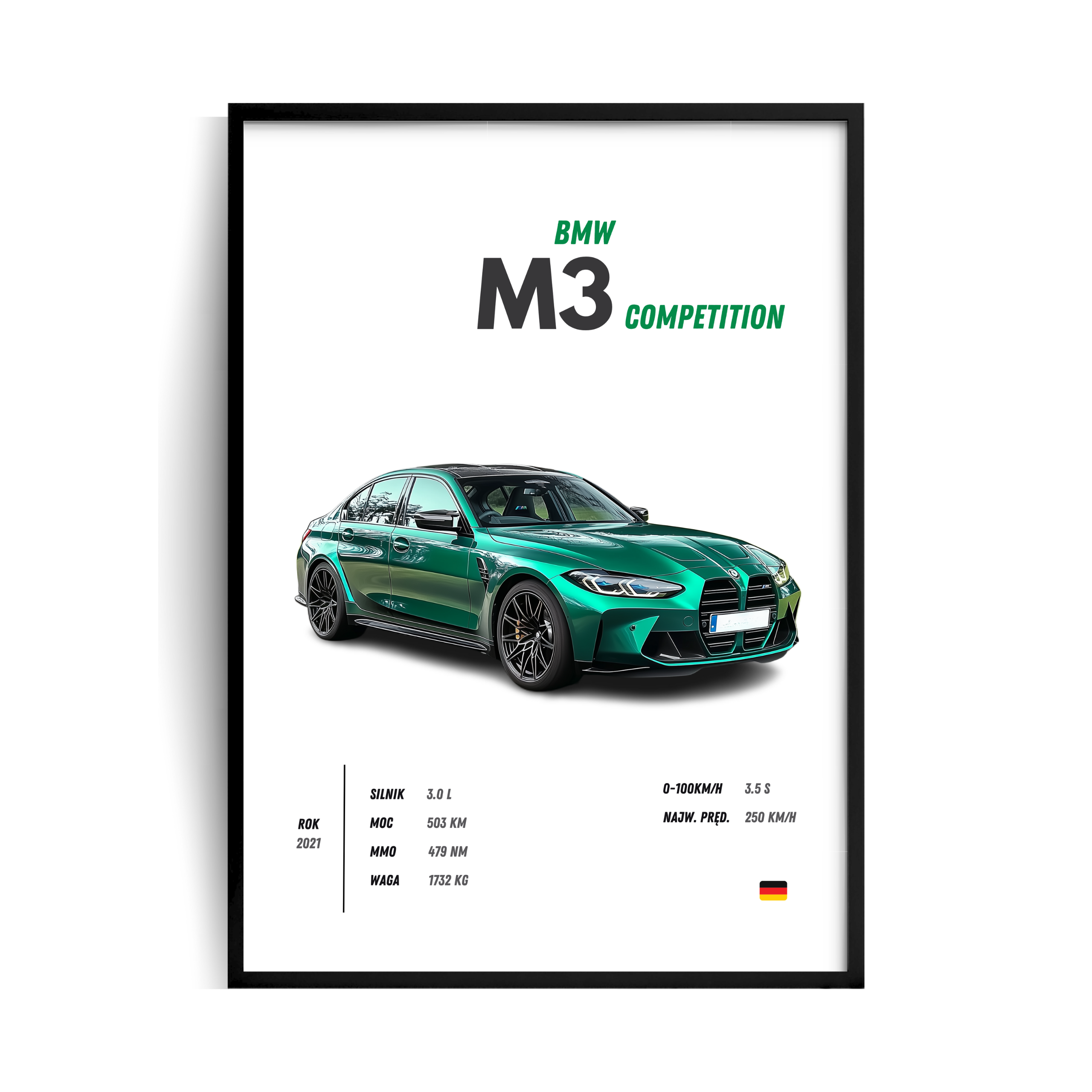 BMW M3 Competition plakat w ramie