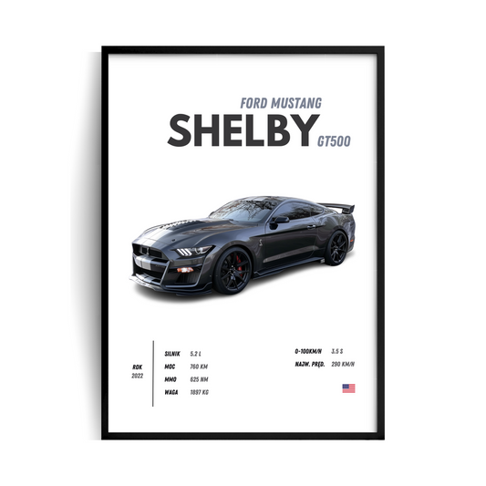 Ford Mustang Shelby GT500 plakat w ramie