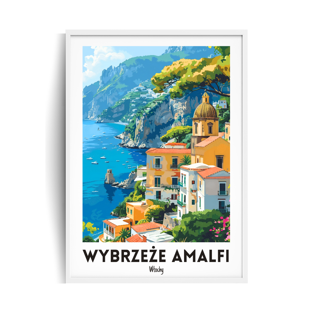 Wybrzeże Amalfi, Włochy plakat w ramie